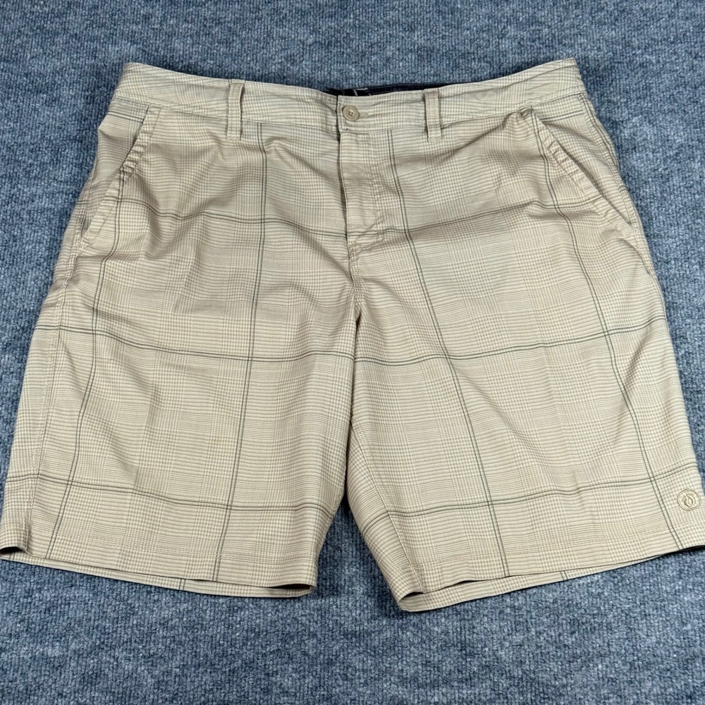 Hang Ten Mens Plaid Shorts 40 Casual Chino Khaki Flat Front Golf Preppy Summer